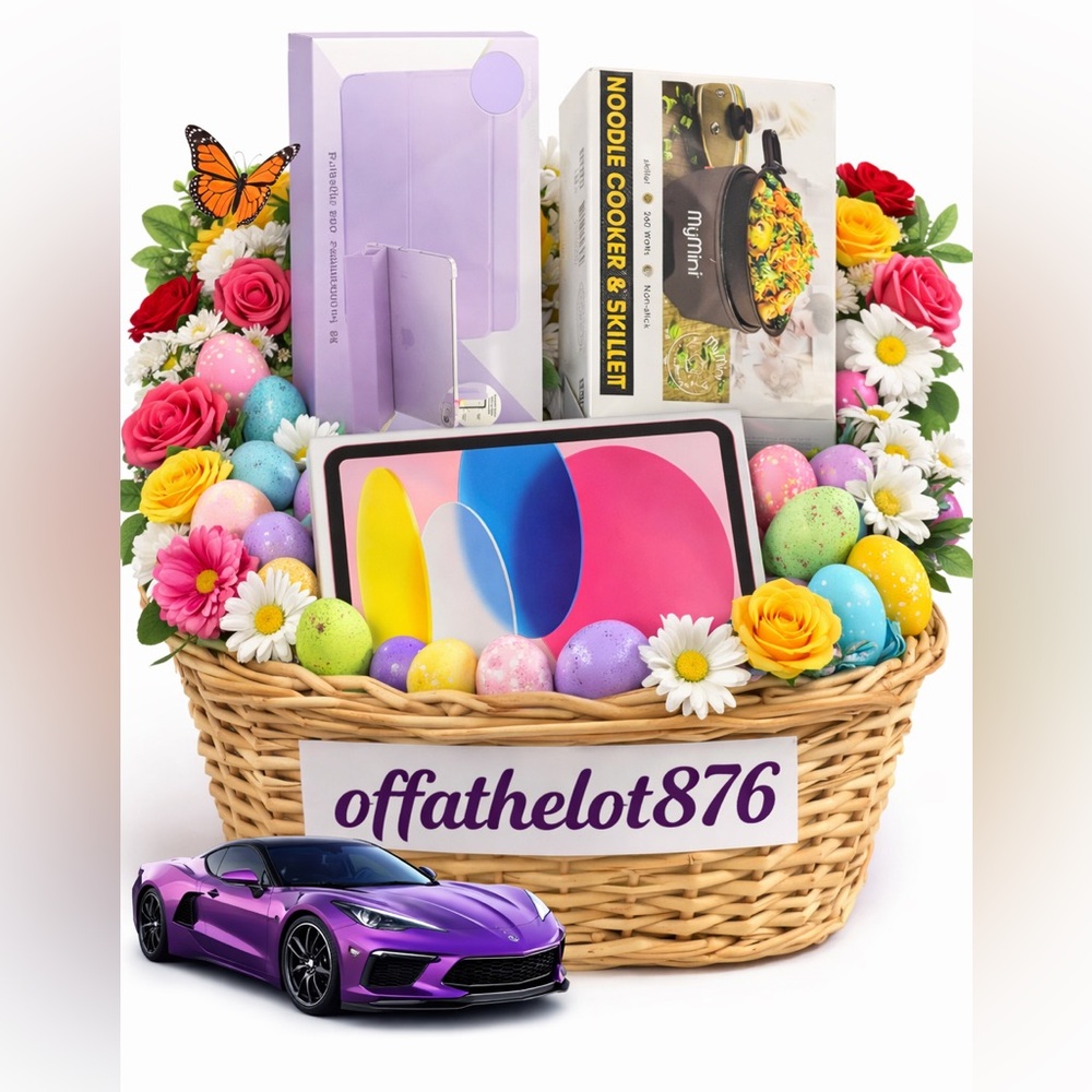 Easter Basket with pink Apple iPad 11th generation  2025 & Kitchen Skillet NWT